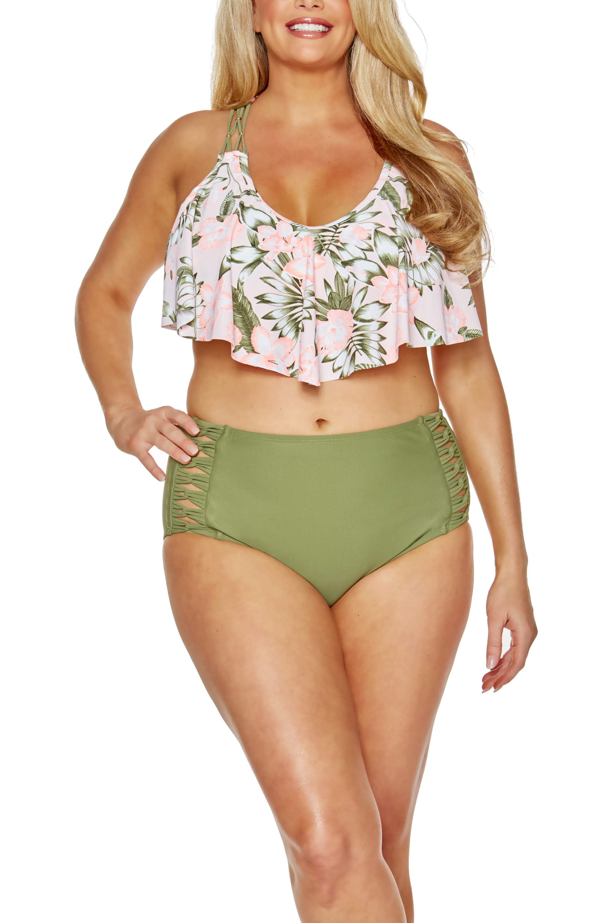 plus size flounce bikini top