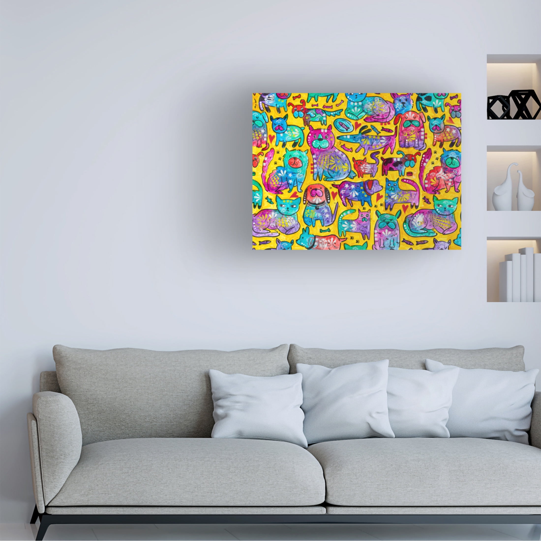 Canvas Wall Art - Dean Russo 'Puppers and Kittehs' Wall Art for Living Room, Bedroom, or Office Décor by Trademark Fine Art - 24 x 18 Inches