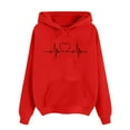 thumbnail image 4 of Womens Loose Heart Printed Hoodie Sweatshirt with Pocket Long Sleeve Hooded Pullover Cotton Fleece Tops S-XXXL (XX-Large, Red 02), 4 of 6