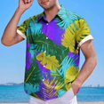thumbnail image 4 of Mens Manga Corta Botón Abajo Camisas Casual Suelto Impreso Cardigan Girar Cuello Blusa, Transpirable para el Entrenamiento, 4 of 6