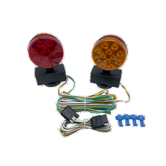 12V LED Magnetic Towing Trailer Light Kit Amber/Red 48 LEDS Multi-Function DOT HTLLM-008A