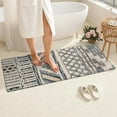 thumbnail image 4 of Beige Geometric Stripe Diamond Pattern Bathroom Rugs Mat,Non Slip Microfiber Bathroom Rug,Rubber Backing,Soft Bathroom Mats for Bathroom Floor,Tub and Shower,60x24in(150x60cm), 4 of 5