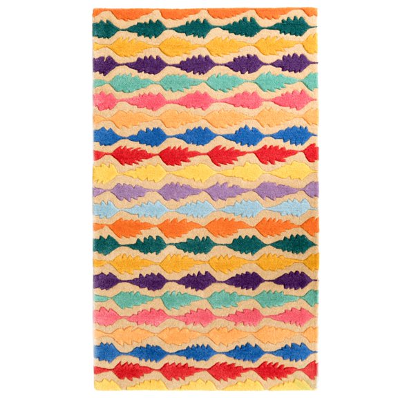 Handtufted Multicolored Leaf Design 100 Percent Wool Area Rug, 3' x 5' Rectangle