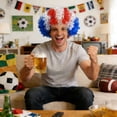 thumbnail image 4 of 4th of July Synthetic Wig Mardi Gras Curly Red White Blue Colored Stripes Wig 2026 Soccer Sport Cup USA Fan Flag Wig for Fan Support 250th Anniversary Carnival Gift Party Supplies Breathable(D), 4 of 4