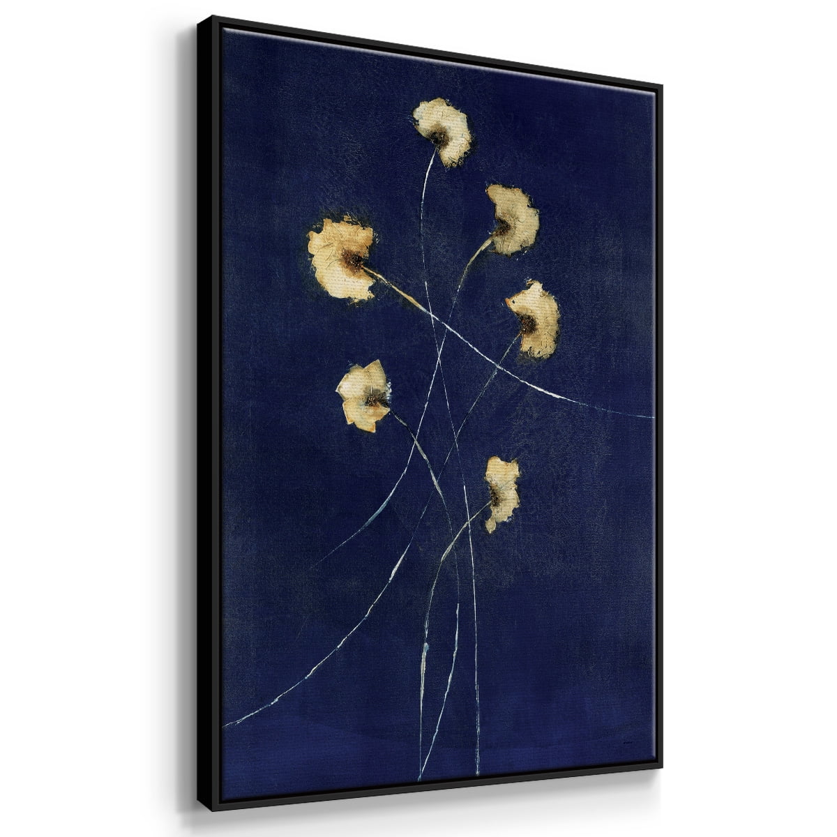 Indigo 1 Framed Premium Gallery Wrapped Canvas - Ready to Hang - 27 x 41 - Black Floating Frame