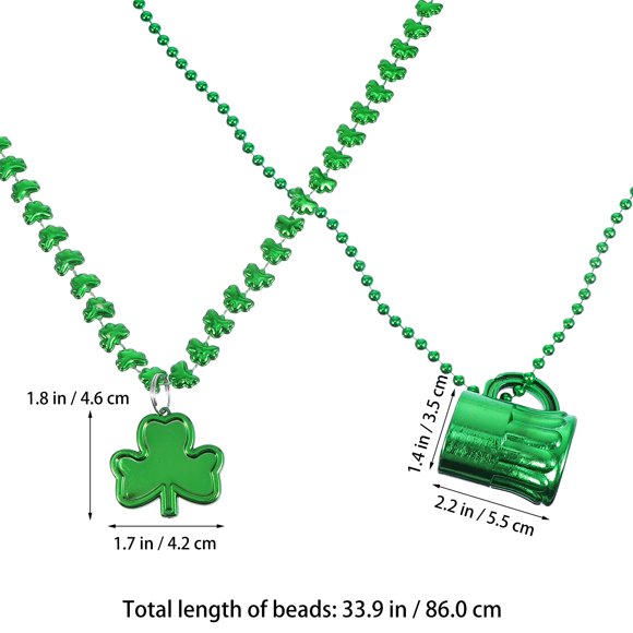 St Patricks Day Necklaces 5Pcs St. Patrick's Day Neckalces Green Necklace Shamrock Neck Chains Decors