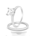 thumbnail image 2 of Sterling Silver Princess Cut Bridal Set Engagement Wedding Ring Set Size 5, 2 of 8