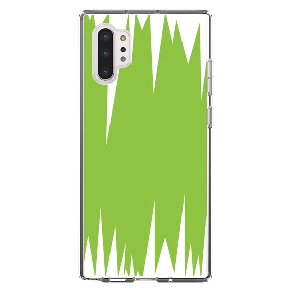DistinctInk Clear Shockproof Hybrid Case for Galaxy Note 10 PLUS (6.8" Screen) - TPU Bumper, Acrylic Back, Tempered Glass Screen Protector - Lime Green White Spikes