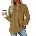 thumbnail image 4 of BLVB Boho Tops for Women V Neck Chiffon Blouses Flowy Dressy Casual Lace Womens Long Sleeve Shirts Trendy Clothes, 4 of 7