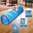 thumbnail image 2 of Túnel para gatos con juguetes - Túnel de juegos para animales pequeños - Plegable - Azul y blanco ER, 2 of 5