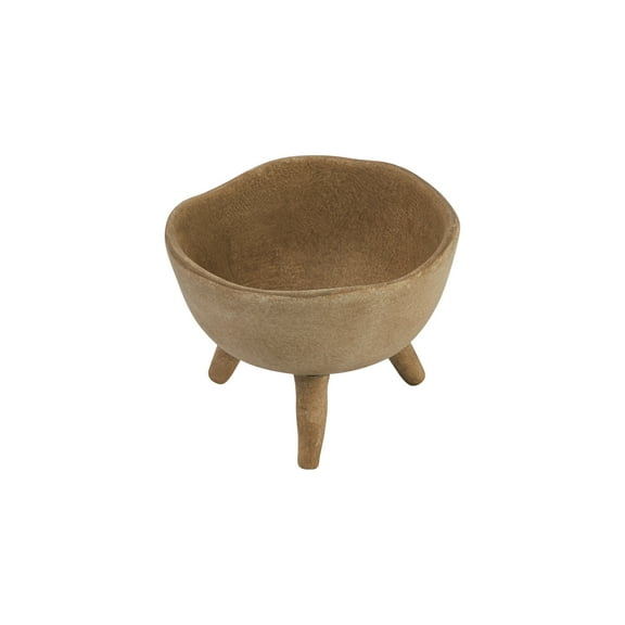 Creative Co-Op Boho Terracotta Footed Bowl with Organic Edge, Matte Taupe