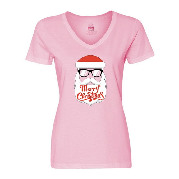 Inktastic Hipster Santa Women's V-Neck T-Shirt