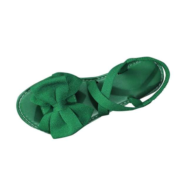 Sandales à Bout Ouvert pour Femmes, Détail Nœud, Talon Bas, Bride Réglable, Matériau Doux, Style Décontracté d'Été