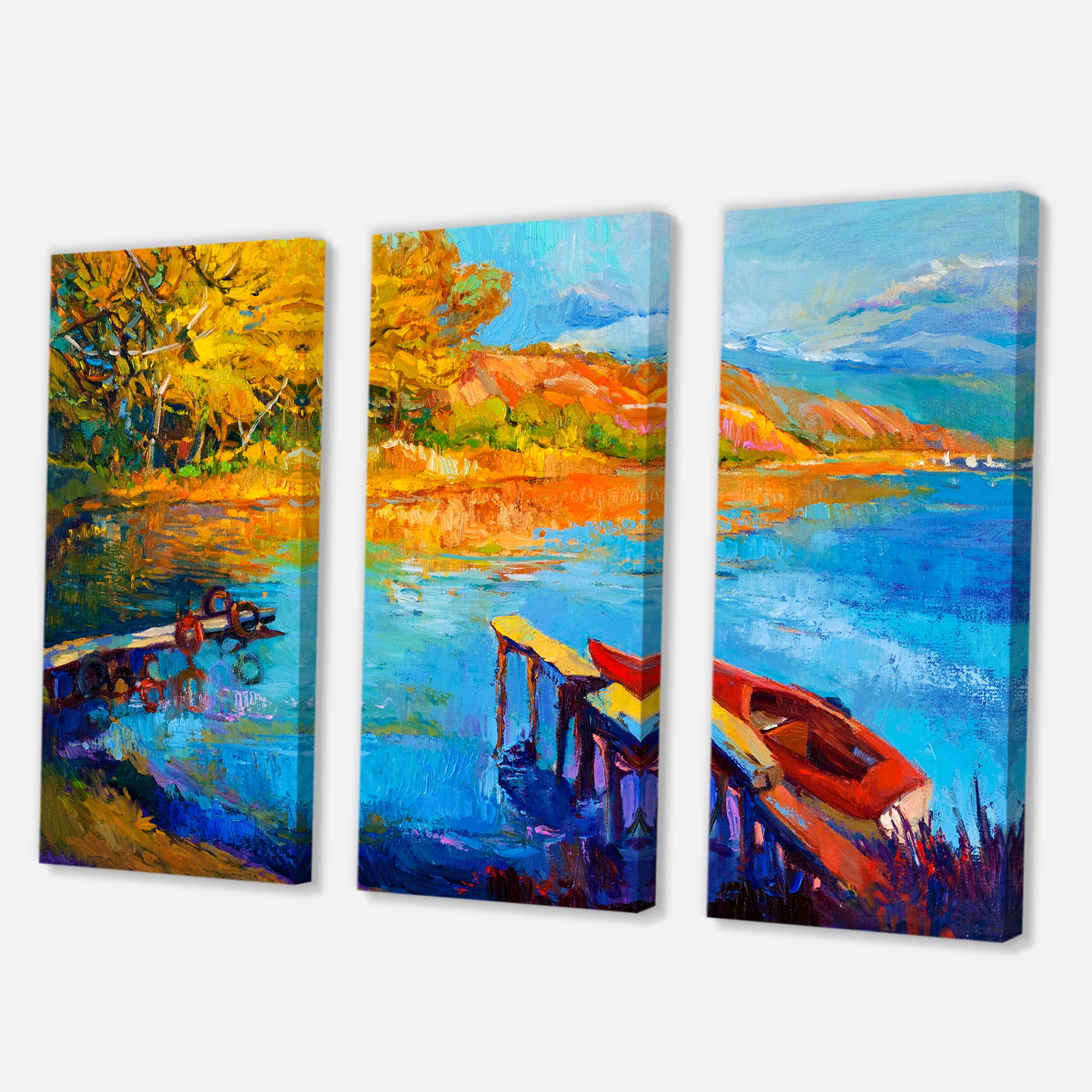 Designart ' The Lake At Sunset Evening Glow II ' Lake House Canvas Wall Art Print