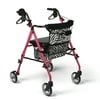 Medline Posh Premium Lightweight Aluminum Rollator Walker, Pink & Zebra Print, 250 lb. Weight Capacity, 6” Wheels