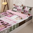 thumbnail image 3 of Erosebridal Patchwork Hunting Pattern Zipper Full Size Comforter Sets with Fitted Sheet and 2 Pillowcases,Camo Bow Print Zipper Bedding Set,Pink Brown Olive Green,Pink Reversible, 3 of 6