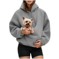 thumbnail image 6 of vigerakr Cat Dog Pouch Hoodie for Women Fleece Pet Carrier Kangaroo Pouch Sweatshirts with Large Pocket Pullover Warm Hoodies (Grey, L), 6 of 7