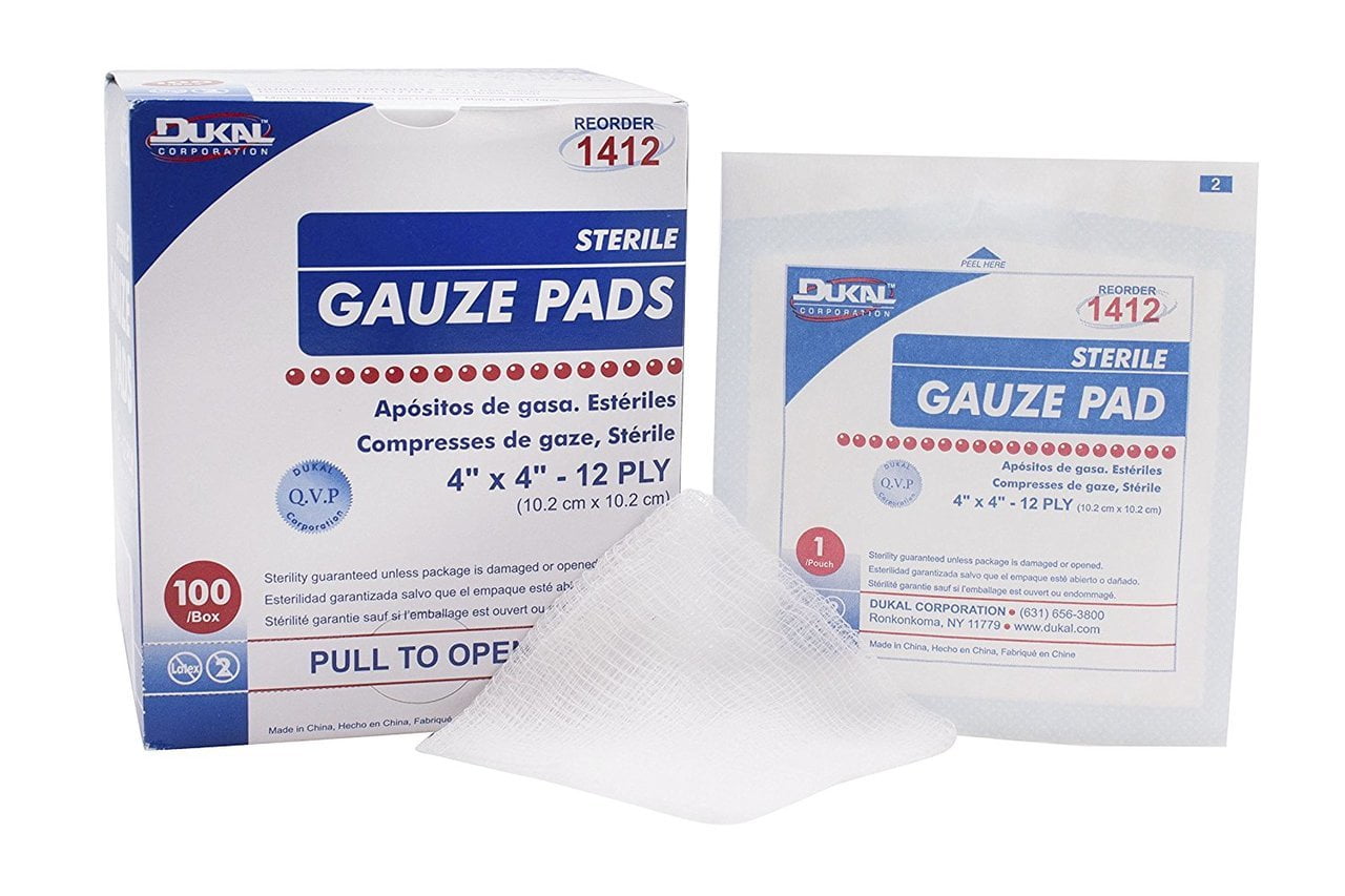 Dukal Gauze Dressings, Sterile, 4 x 4 Inch, 12ply Box of 100