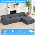 thumbnail image 3 of Puremind 100" Oversized Modular Sectional Sofa, Velvet L Shaped Sofa Cloud Couch for Living Room/Apartment, No Assembly Required, Dark Gray, 3 of 8
