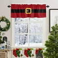thumbnail image 3 of Merry Christmas Curtains Valances, Santa Claus Belt Red Rod Pocket Cafe Valance Short Window Curtains for Kitchen, Bedroom, Living Room, 1 Panel, 54"X18", 3 of 5
