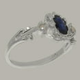 thumbnail image 4 of LBG British Made 9k White Gold Natural Sapphire & Cultured Pearl Womens Anniversary Ring - 33 size options - Size 7.5, 4 of 8