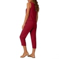 thumbnail image 4 of Womens 2 Piece Sleeveless Tops Sets Summer Outfits 2026 Two Piece Lounge Set Fashion Women Casual Solid 3/4 Pants Pockets Pants Suit, 4 of 5