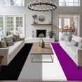 thumbnail image 3 of Color Stripes Area Rugs 5x7 ft Black Gray White Purple Striped Abstract Washable Rug Non Slip Indoor Carpet Absorbent Floor Mat for Living Room Bedroom Dining Room, 3 of 9