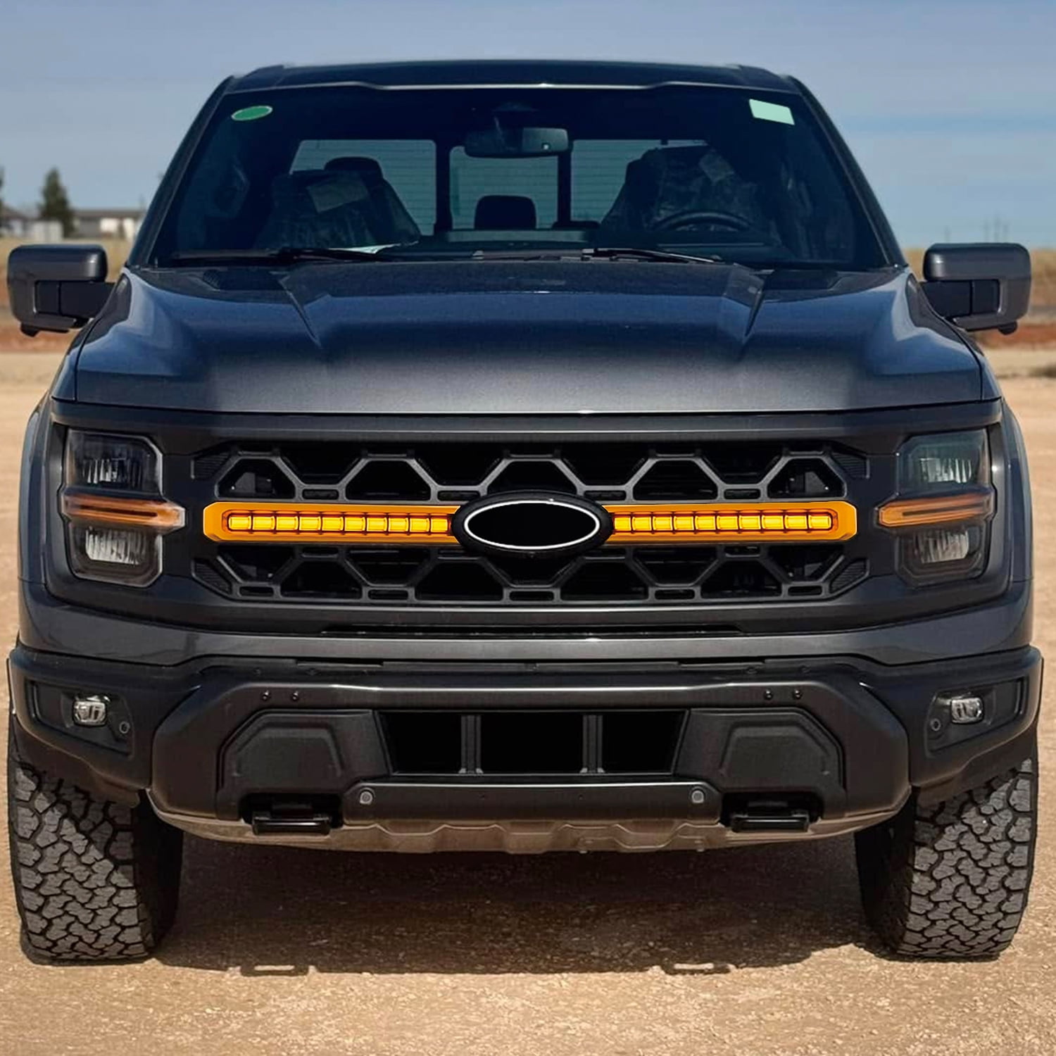 AMERICAN MODIFIED Pair Smoked Amber LED DRL w/Sequential Turn Signal Lights for 2024+ Ford F150 Tremor