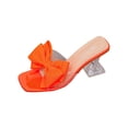 thumbnail image 5 of Xucatan Women's Bow Accent High Heel Mules, Comfortable Slide On Sandals, Wide Width Open Toe Shoes, Plus Size Casual Wear Gift, 5 of 9