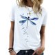 thumbnail image 4 of Camisa de manga corta con estampado para mujer, blusa informal cómoda y transpirable con cuello redondo para verano, color blanco M, 4 of 6