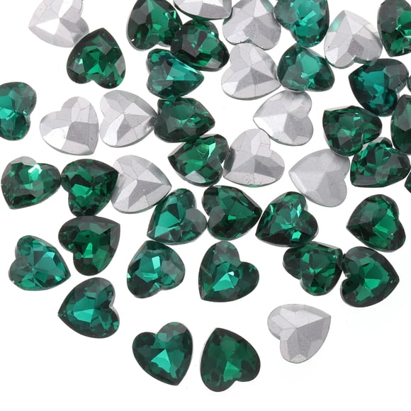 Uxcell 30Pcs Heart Rhinestones, 10mm Pointed Back Heart Glass Rhinestone Gems Crystal for Jewelry Making Costume DIY Crafts, Pale Green