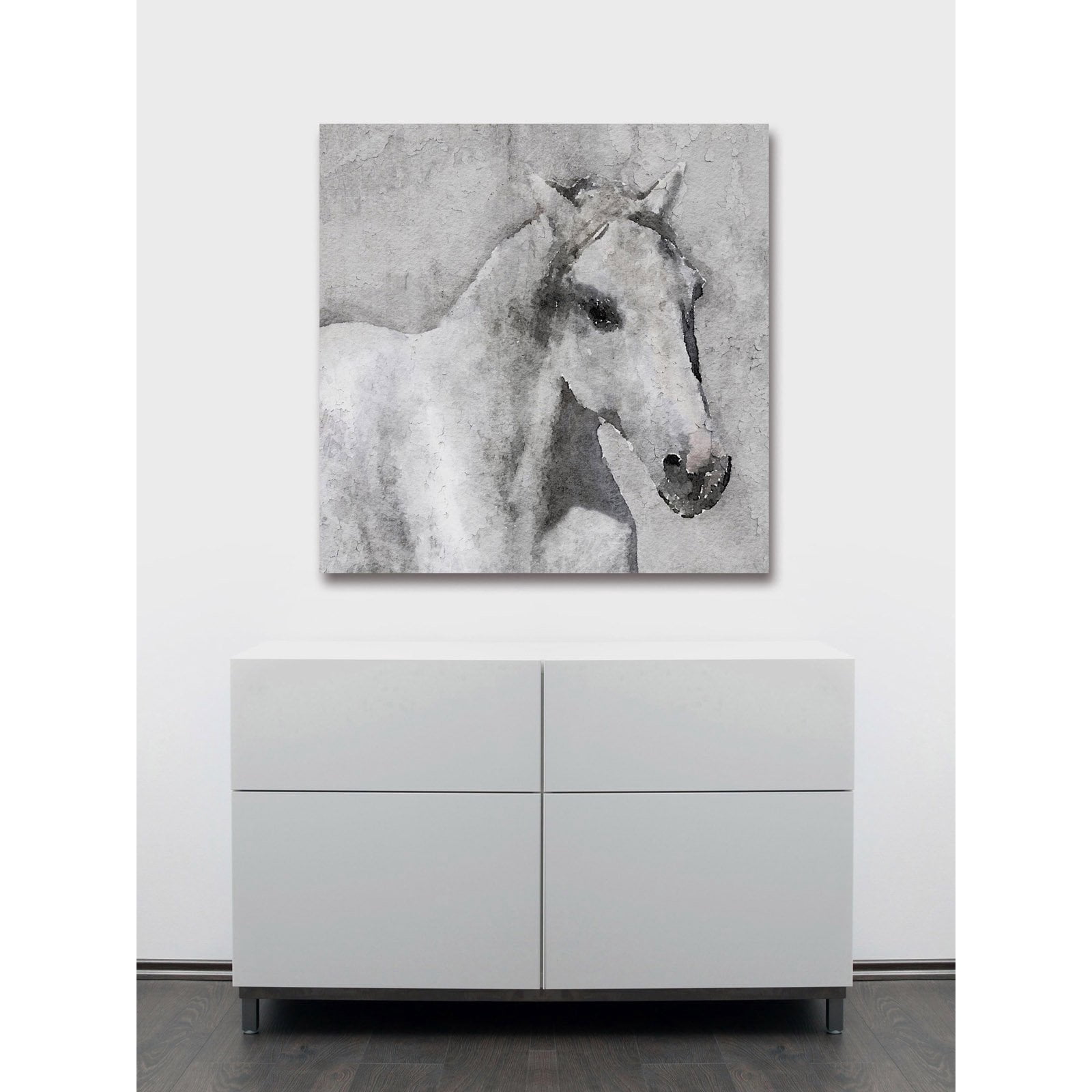"Grey Elegant Horse" Painting Print on Wrapped Canvas