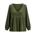 thumbnail image 7 of Xdegoge Women's Long Sleeve V Neck Tops Velvet Blouses Lace Trim Peplum Babydoll Shirts Casual Fall Tunic Tops for Women, 7 of 7