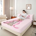 thumbnail image 4 of Homewish Teens Cartoon Bow Knot Leopard Twin Sheet Sets 3pcs,Kawaii Jungle Animal Twin Fitted Sheet Microfiber,Pink Brown Breathable Flat Sheet,Lightweight Room Decor, 4 of 7