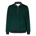 thumbnail image 5 of Lightweight Cardigans for Women Full Zipper Up Solid Color Crew Neck Tops Casual Loose Long Sleeve Coat Shrugs for Women Dark Green M, 5 of 5