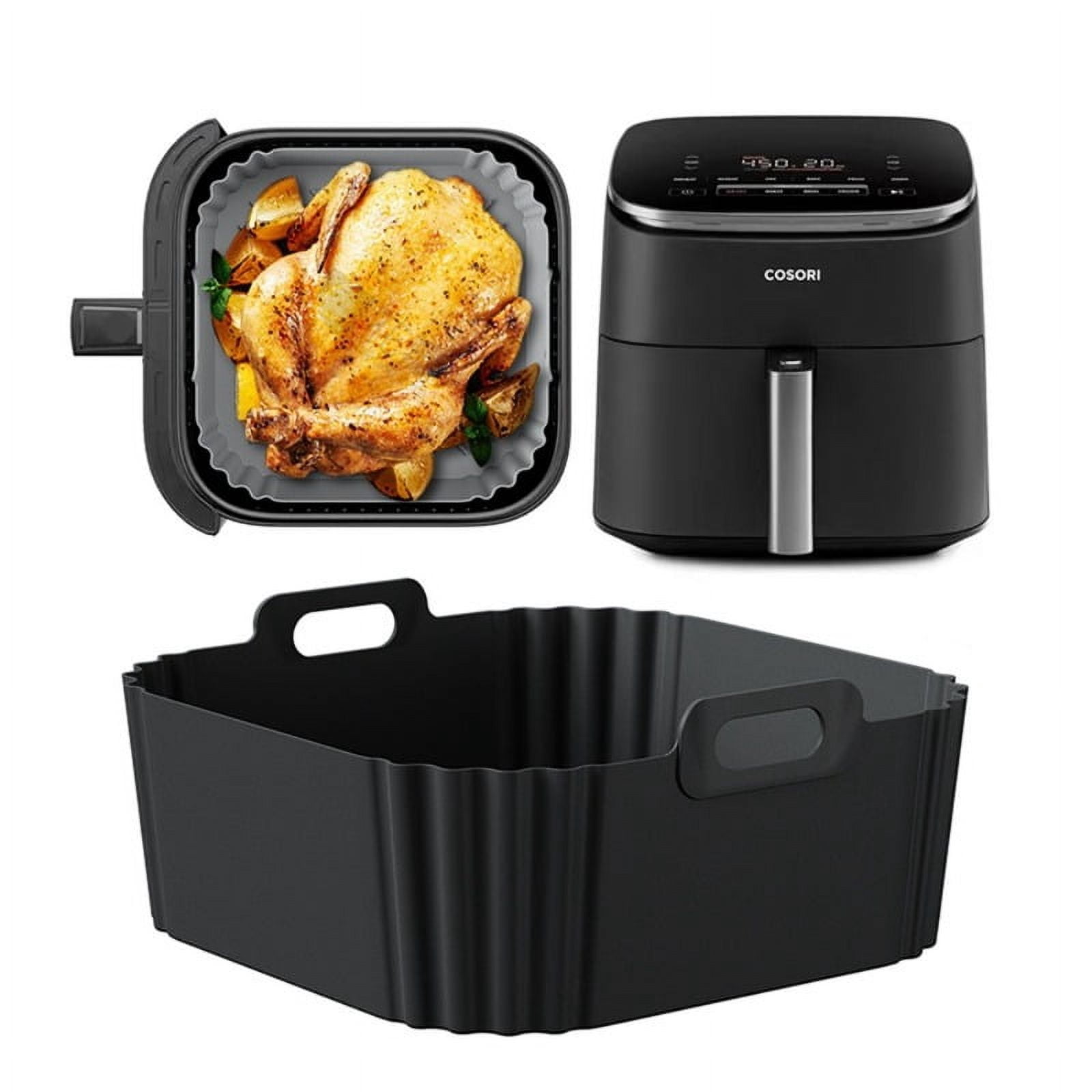 22.5cm Silicone Air Fryer Liners Reusable Non-Stick Basket for Ninja AF181 AF180 AF141 AF140 Other 5-8QT Air Fryer Accessories