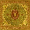 thumbnail image 1 of Ahgly Company Machine Washable Indoor Square Medallion Yellow Traditional Area Rugs, 8' Square, 1 of 4