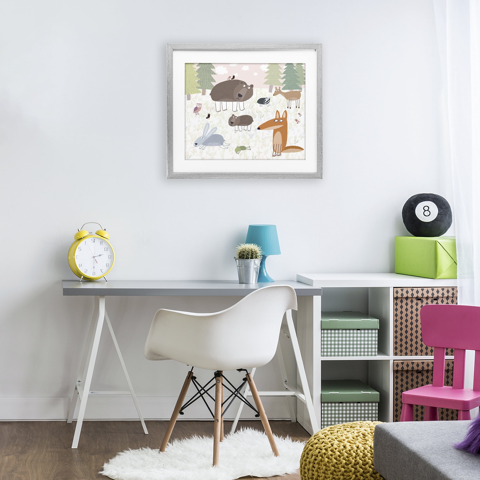 Stupell Industries Forest Animals Out and About Gray Framed Print Under Glass, design by Carla Daly
