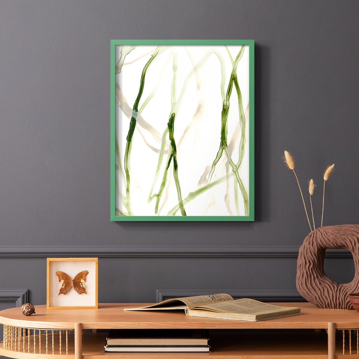 Runnel VIII Framed Print in Green Solid Wood Framed Print No Nail Hanging
