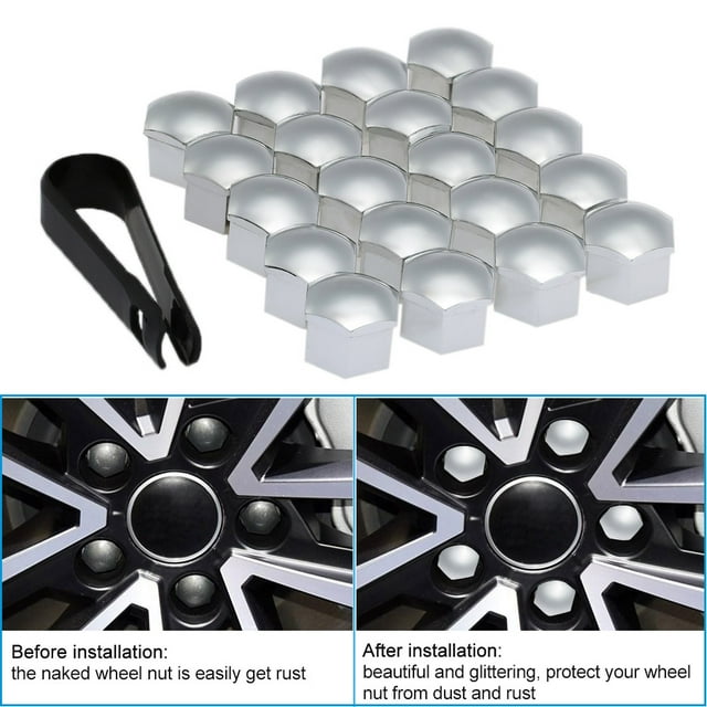 20pcs Universal 21mm Wheel Nut Covers Lug Nut Caps Screw Protector