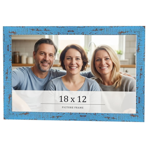 18x12 Frame Blue Solid Wood Picture Frame Width 1.125 Inches | Interior Frame Depth 0.5 Inches |