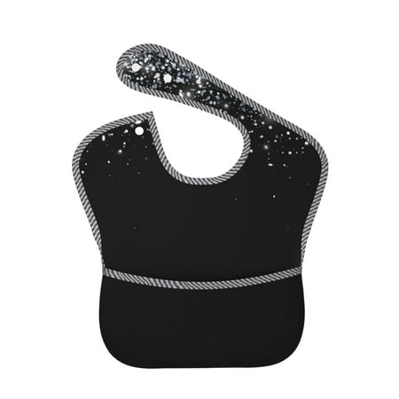 Bingfone Mess-Proof Baby Bib - Waterproof Bib For Baby Boy Or Girl With Food Catcher Pocket, Unisex-Silver Glitter1