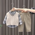 thumbnail image 5 of Toddler Boys 3 Piece Outfit Set Knit Vest Plaid Shirt and Pants Casual Fall Winter Clothes for 1 - 4 Years, 5 of 5