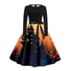 thumbnail image 3 of Vestido Estilo Camiseta Retro Con Estampado de Halloween Para Mujer | Casual, Manga Larga, Cuello Redondo, 3 of 3