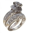 thumbnail image 4 of 2pcs Crystal Woman Big Zircon Stone Ring Silver Bridal Engagement Ring, 4 of 9