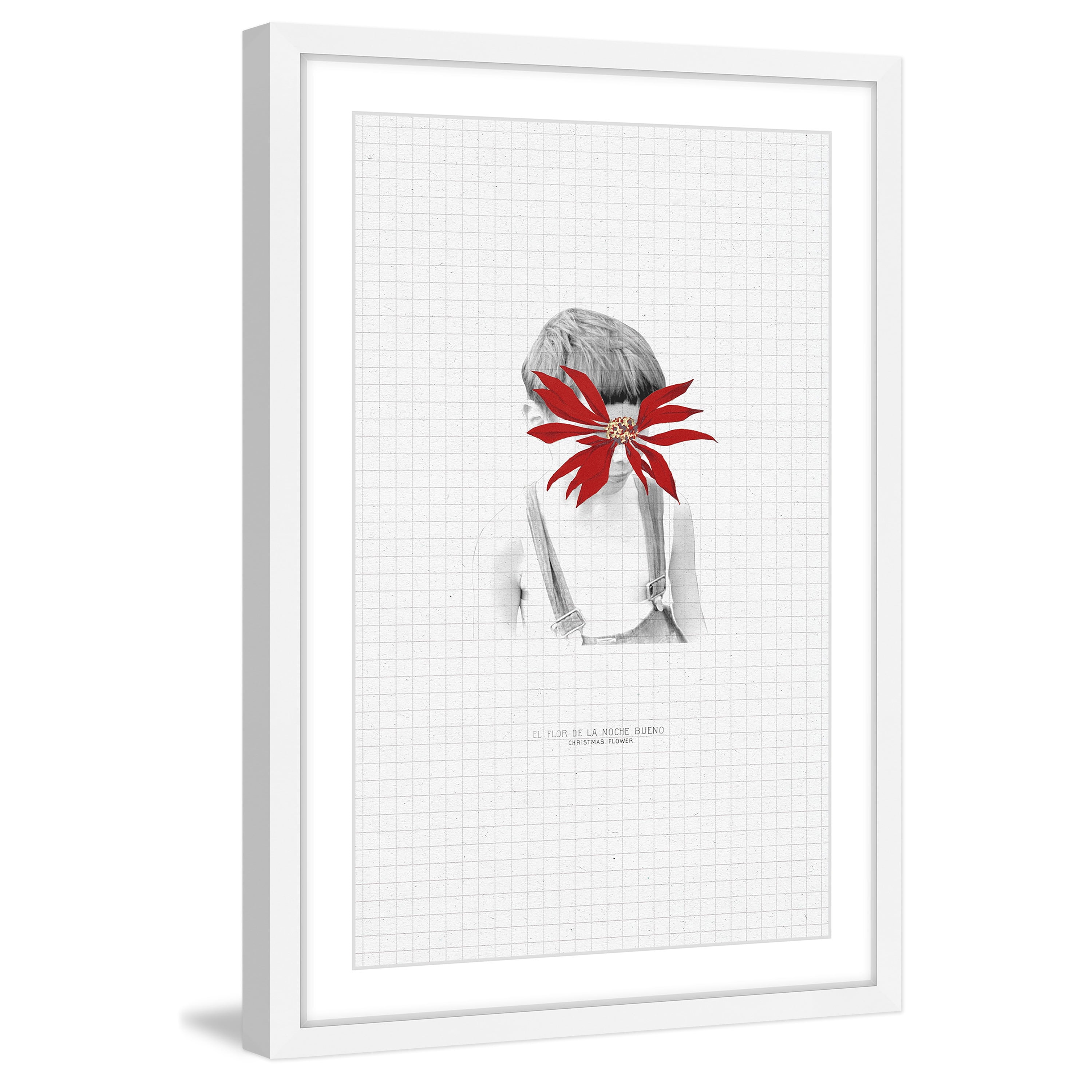 "Flor De La Noche Bueno Ii" Framed Painting Art Print, 24" x 1.5"
