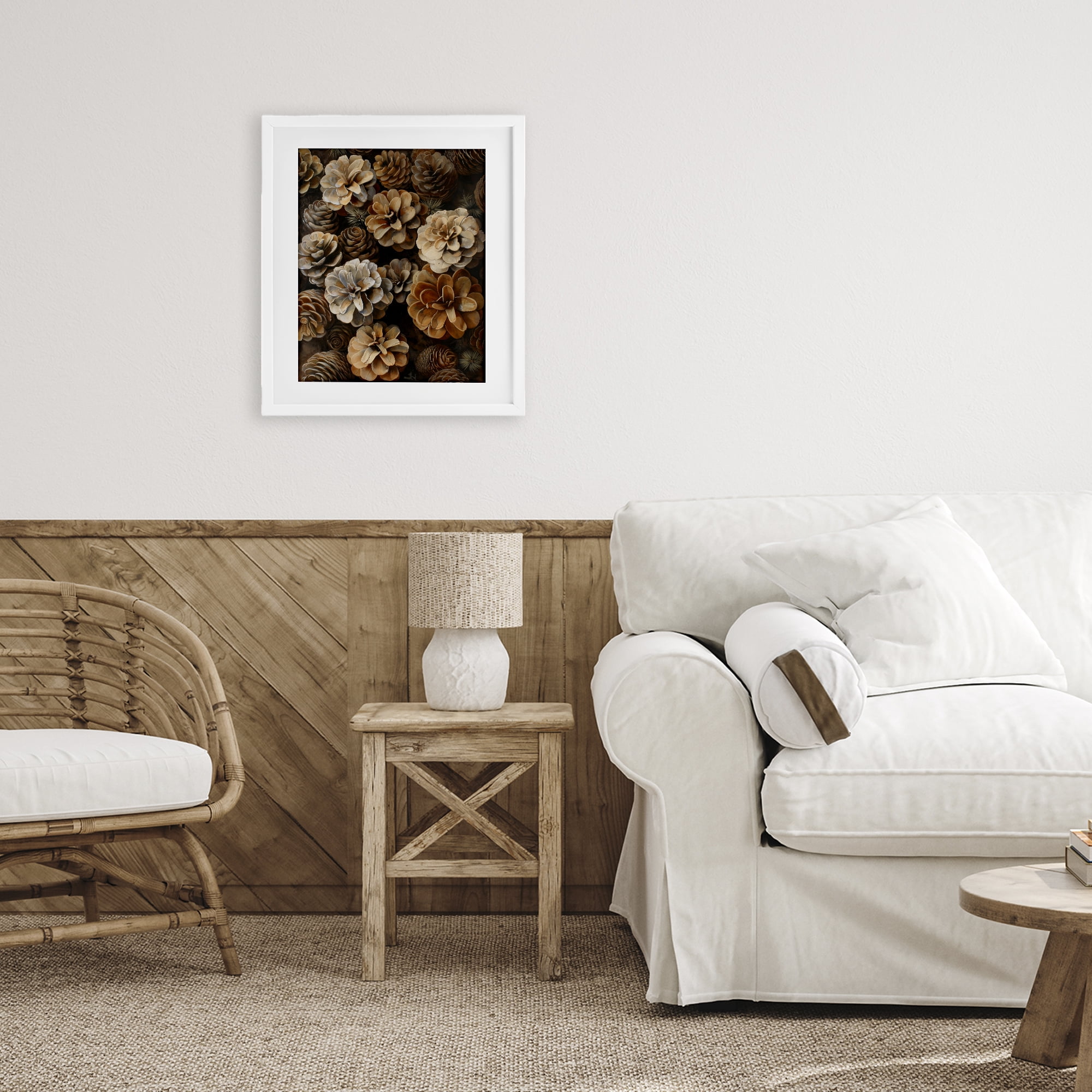 Stupell Industries Pinecone Arrangement Rustic Botanicals White Framed Print Under Glass, design by Creative Studio