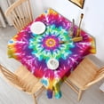 thumbnail image 2 of Colorful Rainbow Tie Dye Spiral Pattern Square Tablecloth,Waterproof Square Table Cover,Wipeable Spillproof Washable Table Cover for Home Kitchen Party Decor 42"X42"(107x107cm), 2 of 6