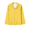 thumbnail image 4 of Diufon Womens Pajamas Suits Solid Color Lapel Button down Shirt Stretch Elastic Waist Loose Loungewear Pant (Large, Yellow), 4 of 4