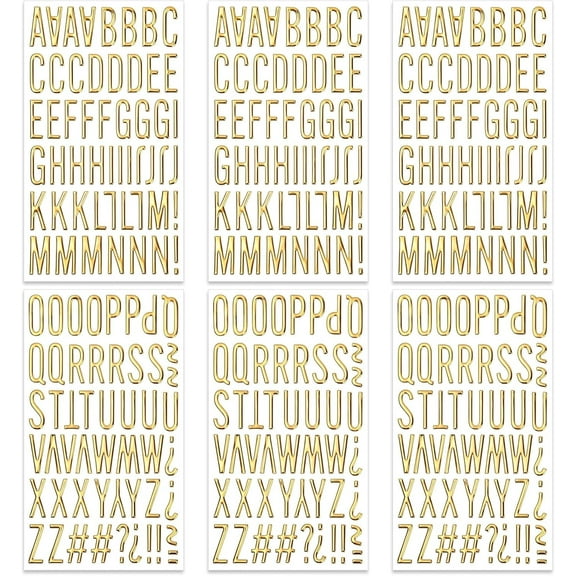 6 Sheets 3D Gold Letter Stickers, Foam Alphabet Stickers and Number Sticker for Scrapbooking, Puffy Letter Sticker Self-Adhesive for Grad Cap Decorations